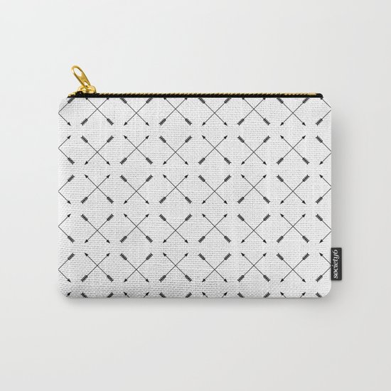 Crossed Arrows Pattern - Black and white Carry-All Pouch