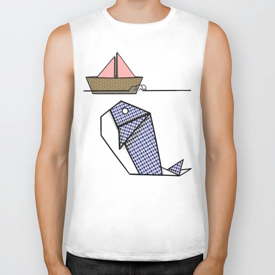Origami Whale Biker Tank