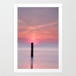 Sunset breakwaters | Travel fine art photography print. Calm and peaceful North Wales Art Print