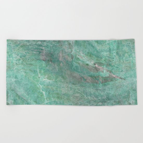 Mossy Woods Green Marble Beach Towel