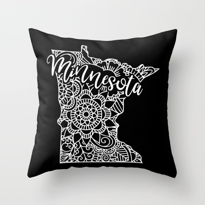 Minnesota State Mandala USA America Pretty Floral Throw Pillow