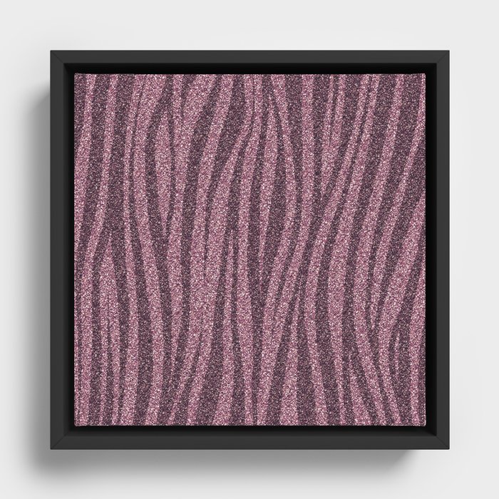 Stripes Pink Glitter Framed Canvas
