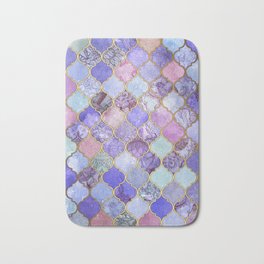 Royal Purple, Mauve & Indigo Decorative Moroccan Tile Pattern Badematte | Gradient, Illustration, Curated, Pattern, Watercolor, Moroccan, Micklyn, Textures, Bohemian, Lilac 