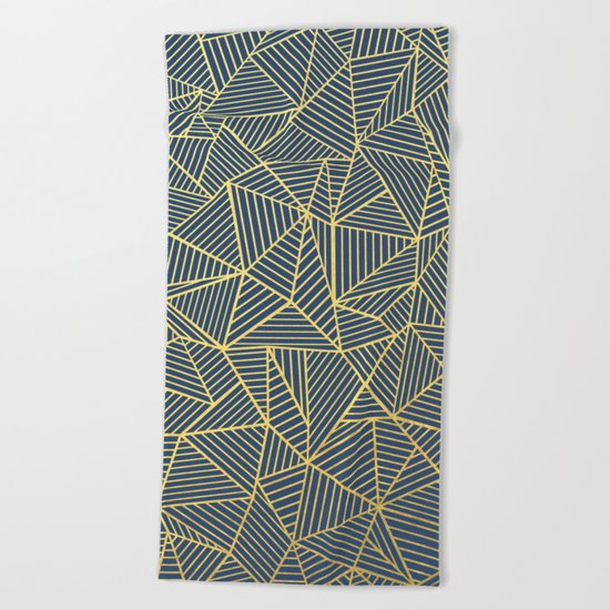 Ab Lines Gold and Navy Beach Towel