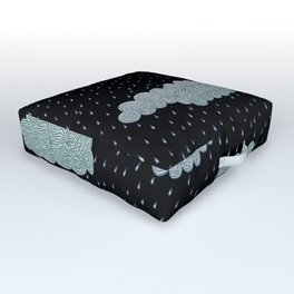 Storm Clouds Blue and Black Outdoor Floor Cushion