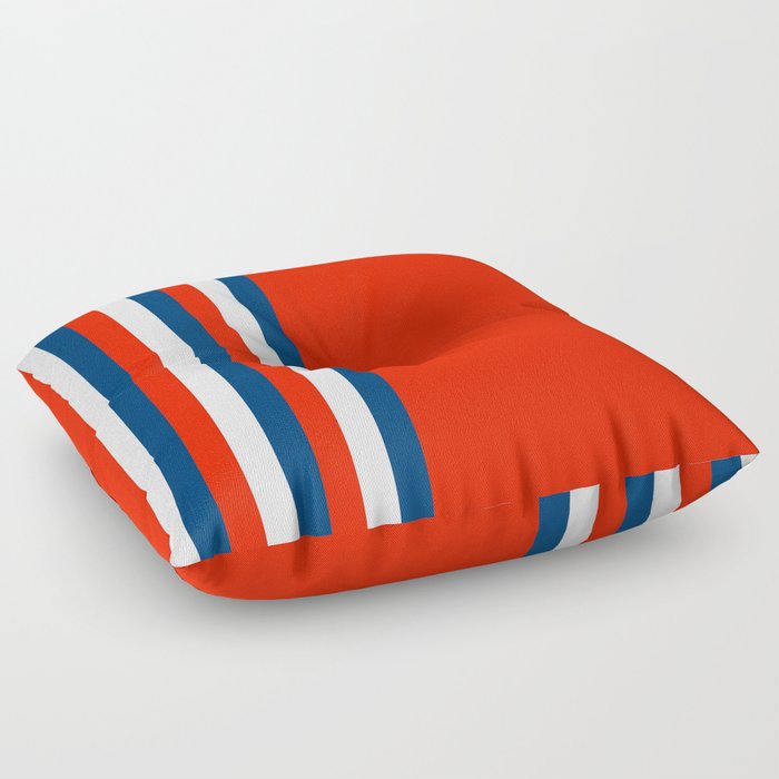Retro Stripes Pop Art - Red White Blue Floor Pillow