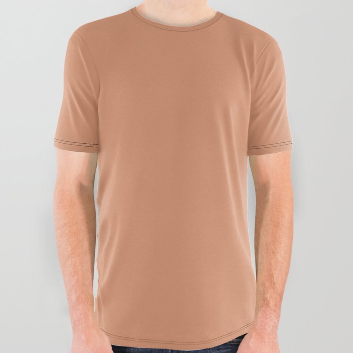Dark Salmon Pink Solid Color Hue Shade - Patternless All Over Graphic Tee