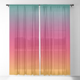Poseidon - Classic Colorful Warm Abstract Minimal Retro Style Color Gradient Sheer Curtain