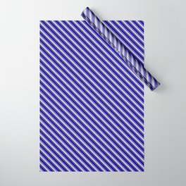 [ Thumbnail: Slate Blue, Light Grey, Dark Slate Blue, and Dark Blue Colored Lined/Striped Pattern Wrapping Paper ]