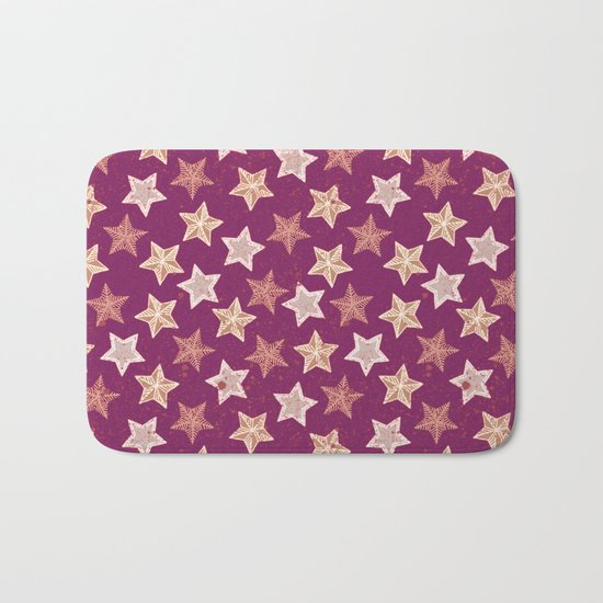 Festive Stars Purple Bath Mat