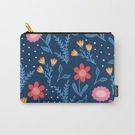 Retro Flowers Pattern Carry-All Pouch