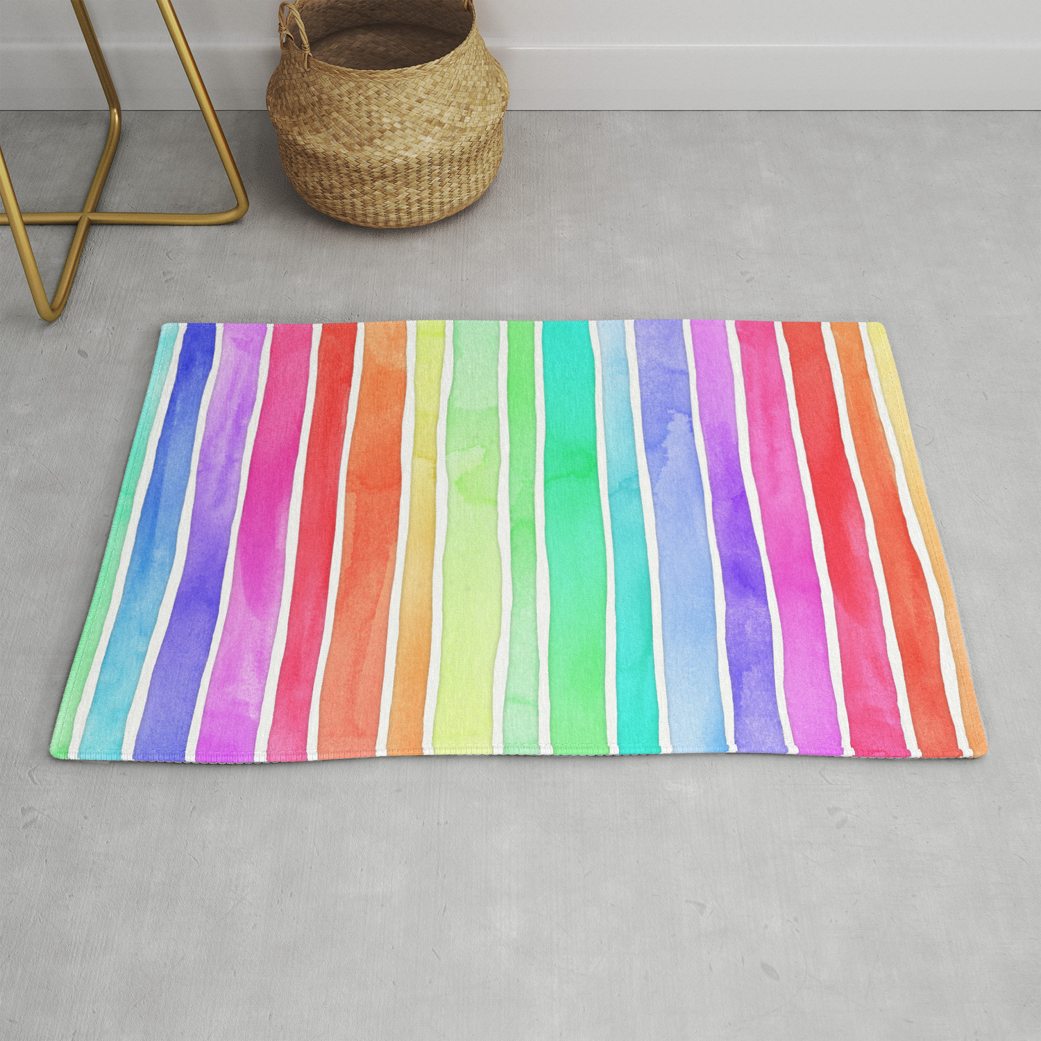Bright Rainbow Colored Watercolor Paint, Bright Colored Rugs