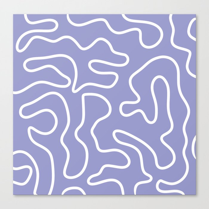 Squiggle Maze Minimalist Abstract Pattern in Light Periwinkle Purple Canvas Print