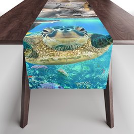 Ocean African Animal Animals Group Scene Table Runner