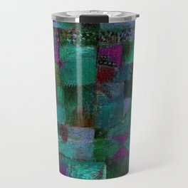 Terraced garden tropical floral  teal blue grotto abstract landscape painting by Paul Klee Travel Mug