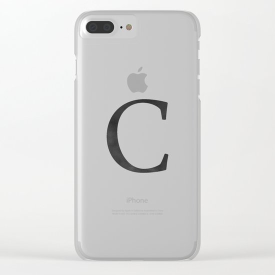 Letter C Initial Monogram Black and White Clear iPhone Case