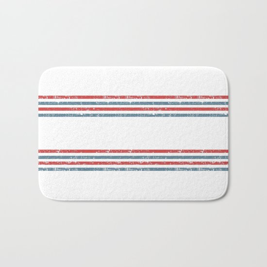 Maritime Beach Pattern- Red and Blue Stripes on White- Horizontal #Society6 Bath Mat