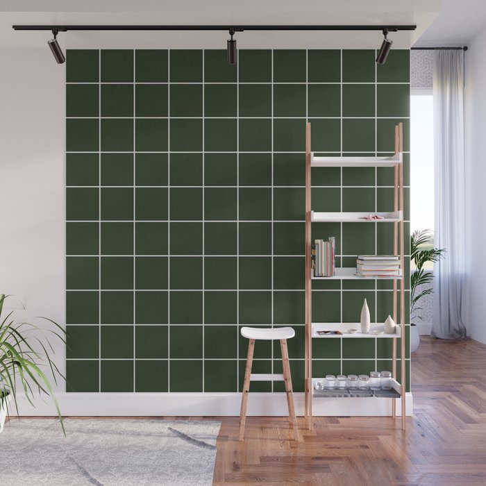 Small Grid Pattern - Deep Green Wall Mural