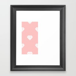 White Diamond Lace Vertical Split on Pink Framed Art Print
