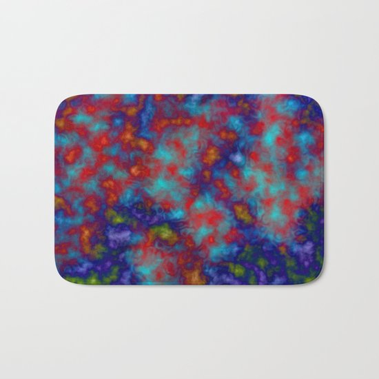 Abstract blue and red fancy design with yellow orange traces Bath Mat