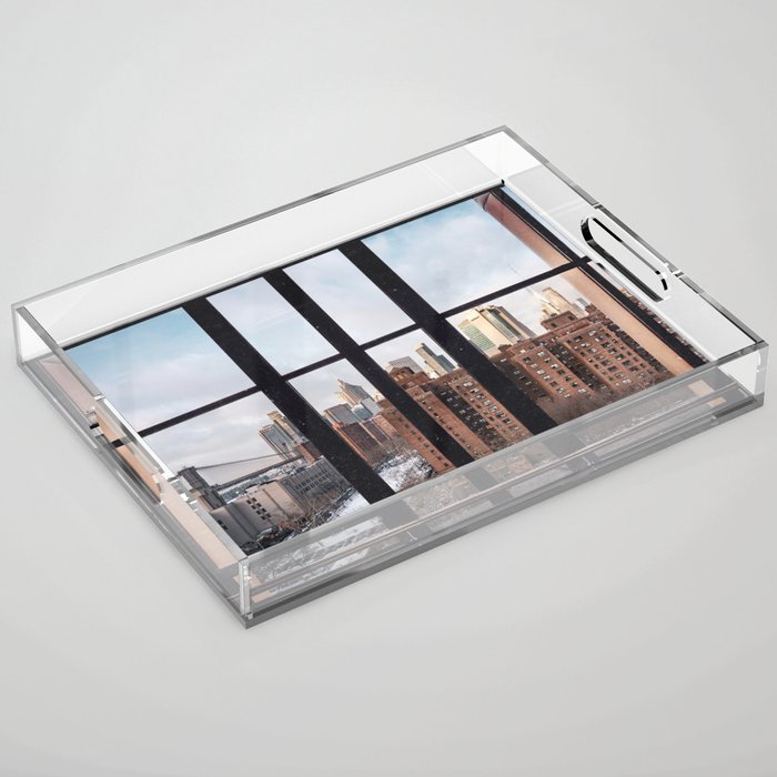 New York City Window View Acrylic Tray