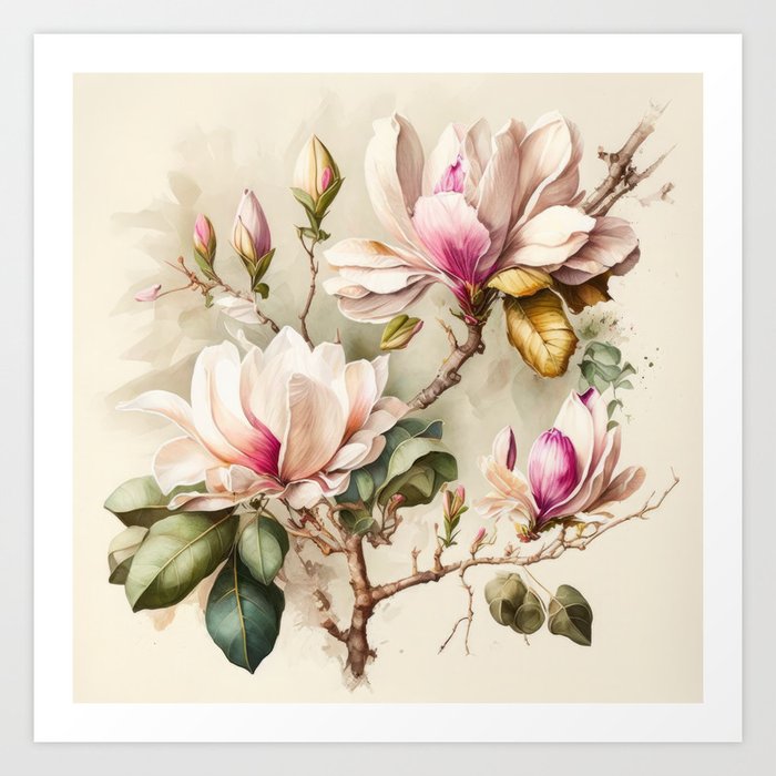 Magnolia Flowers  Art Print