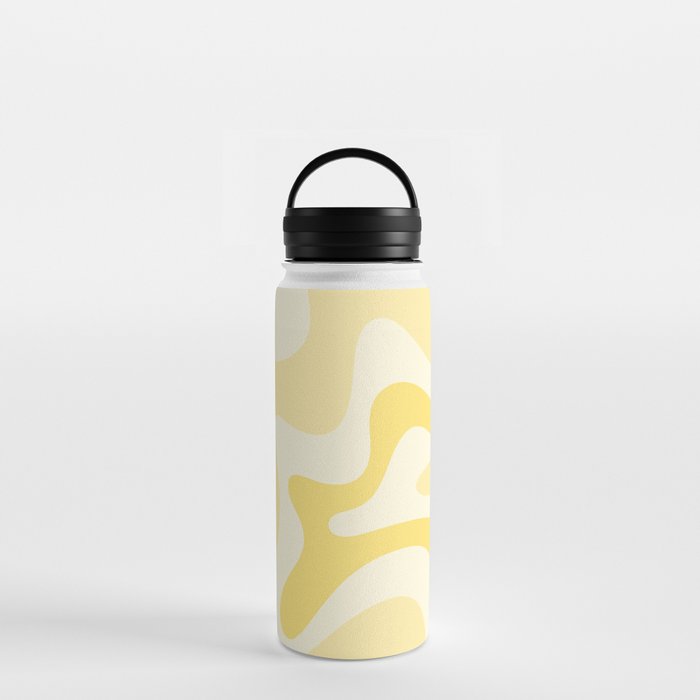 Retro Liquid Swirl Abstract Square in Soft Pale Pastel Yellow Water Bottle