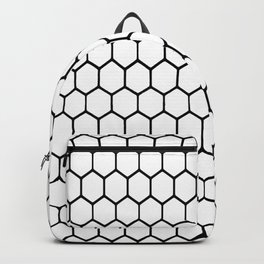 Simple Hexagon (white) Backpack | Geometric, Shape, Hexagon, Simple, Honey, Honeycomb, Pattern, Digital, Light, Pland 