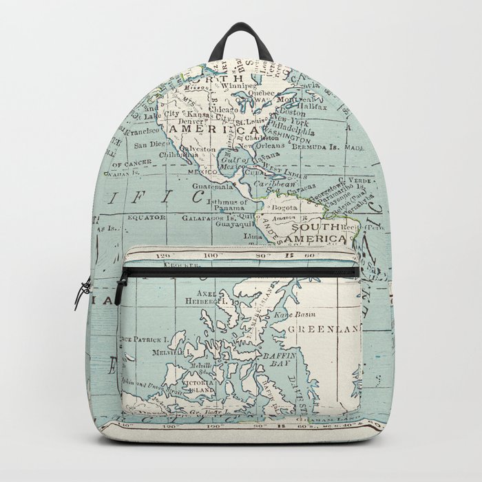World Map in Blue and Cream Backpack by Catherine Holcombe | Society6