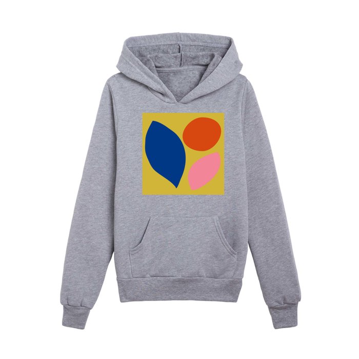 Contemporary Abstract Shapes in Blue, Red, Pink, and Yellow Kids Pullover Hoodie
