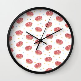 Cute Doughnut Print Seamless Pattern Wall Clock