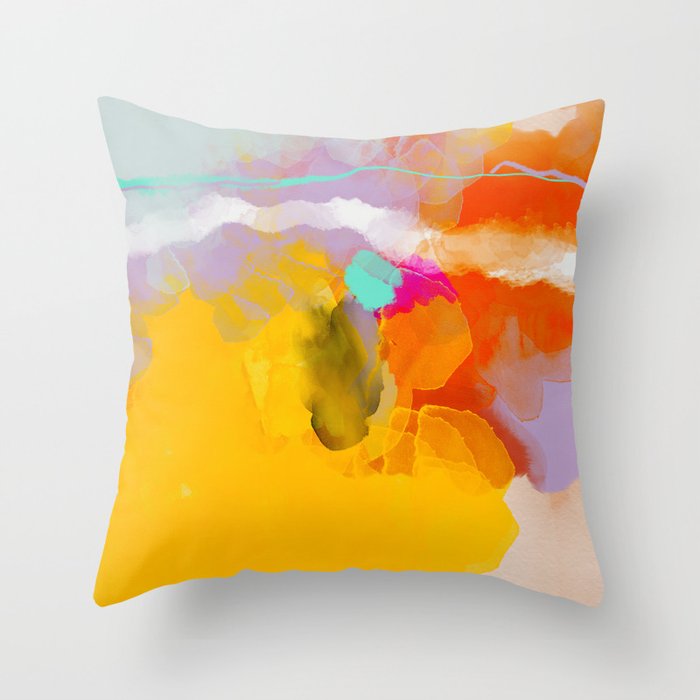yellow blush abstract Throw Pillow