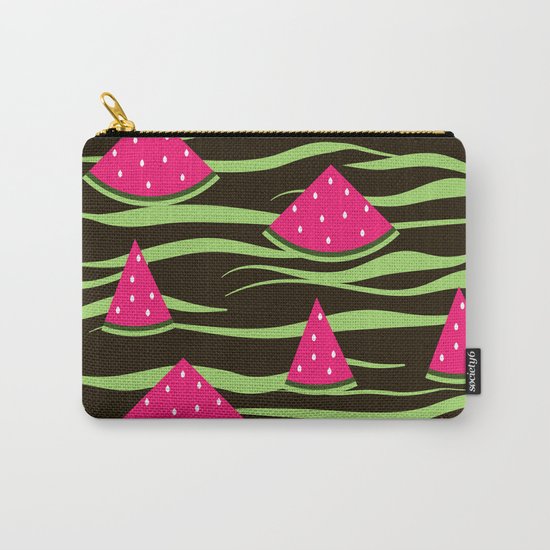 Watermelon on black background . 1 . Carry-All Pouch
