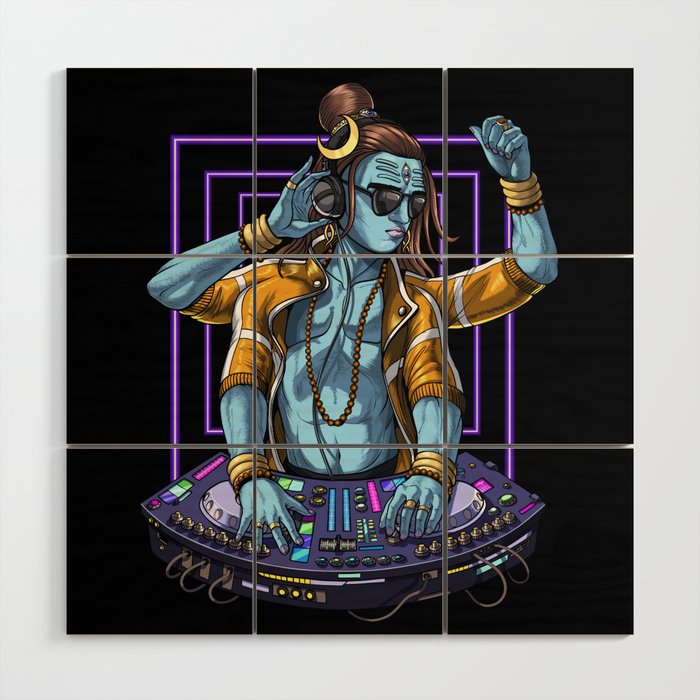 Shiva Psychedelic DJ Wood Wall Art