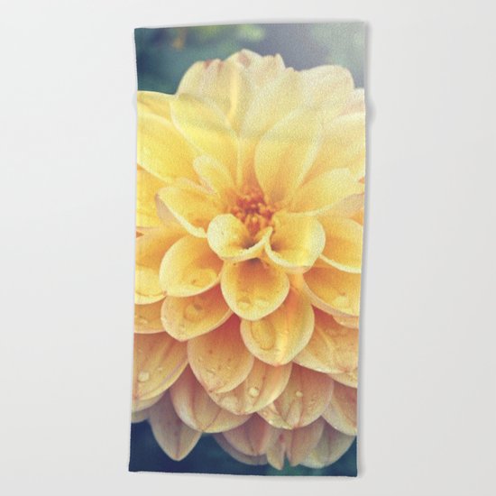 Pretty Yellow Dahlia Beach Towel
