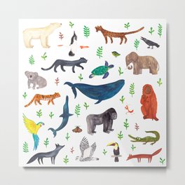 Animals Metal Print | Wild, Wildlife, Environement, Nature, Diversity, Animal, Preservation, Ecology, Extinction, Collage 