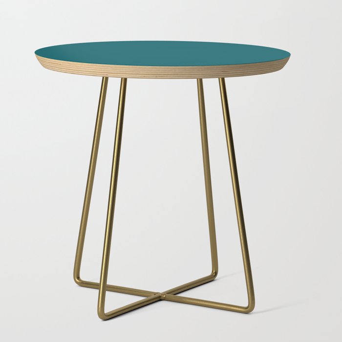 Dark Teal Solid Color Pairs Pantone Shaded Spruce 19-4524 TCX Shades of Blue-green Hues Side Table