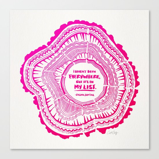 My List – Pink Ombré Ink Canvas Print
