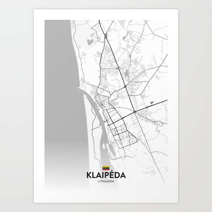 Klaipeda, Lithuania Light City Map Art Print by IMR Designs Society6