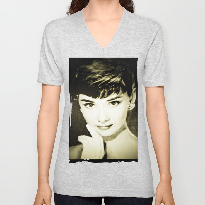 Audrey Hepburn V Neck T Shirt