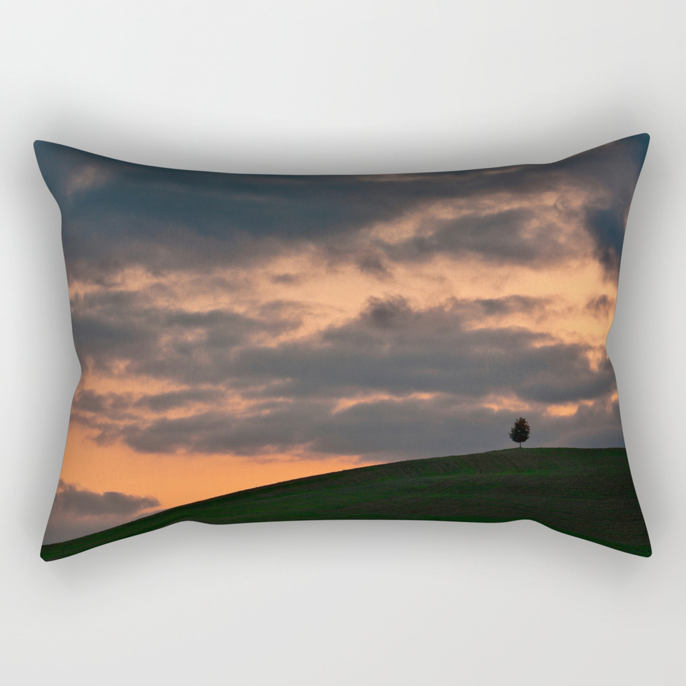 Lonely Tree At Sunset Rectangular Pillow by luigimorbidelli