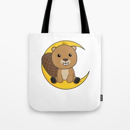 Moon Beaver Cute Animals For Kids For The Night Tote Bag