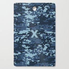 Personalized X Letter on Blue Military Camouflage Air Force Design, Veterans Day Gift / Valentine Gift / Military Anniversary Gift / Army Birthday Gift iPhone Case Cutting Board
