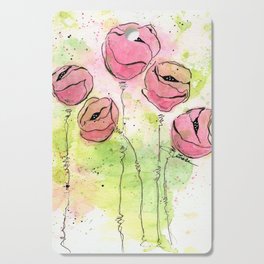 Pink and Green Splotch Flowers Cutting Board