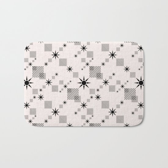 Abstract black pattern on a cream background Bath Mat
