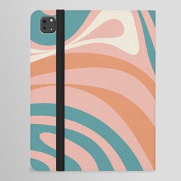 New Groove Colorful Retro Swirl Abstract Pattern Pink Orange Teal iPad Folio Case