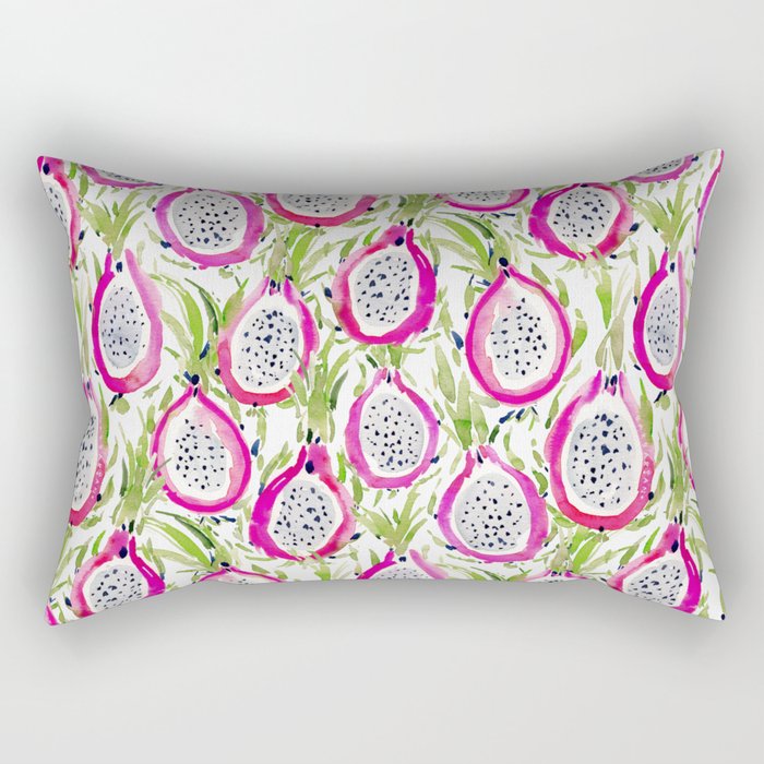 PITAYA FIYA Watercolor Dragon Fruit Rectangular Pillow