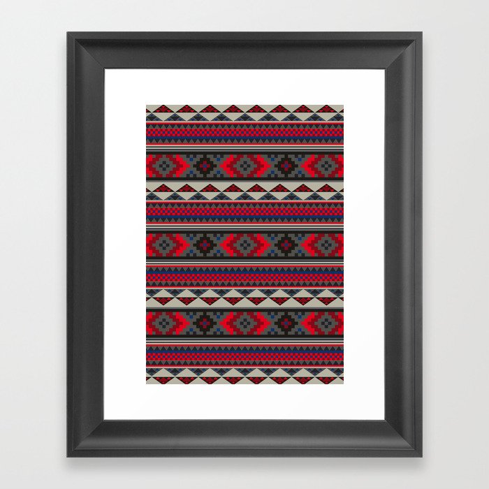 Navajo blanket pattern- red Framed Art Print