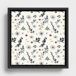 Watercolor Anemone Pattern Framed Canvas