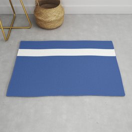 Blue and White Simple Single Stripe - Minimalist Solid Pattern Area & Throw Rug